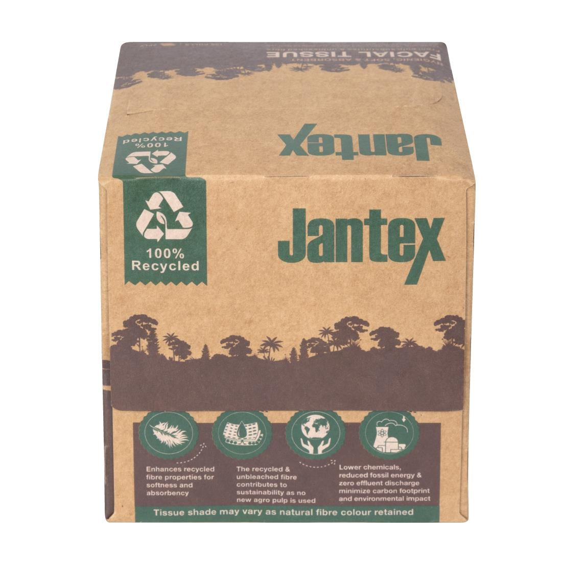 Cube de mouchoirs Jantex Green 100% recyclé 100 feuilles (lot de 36)