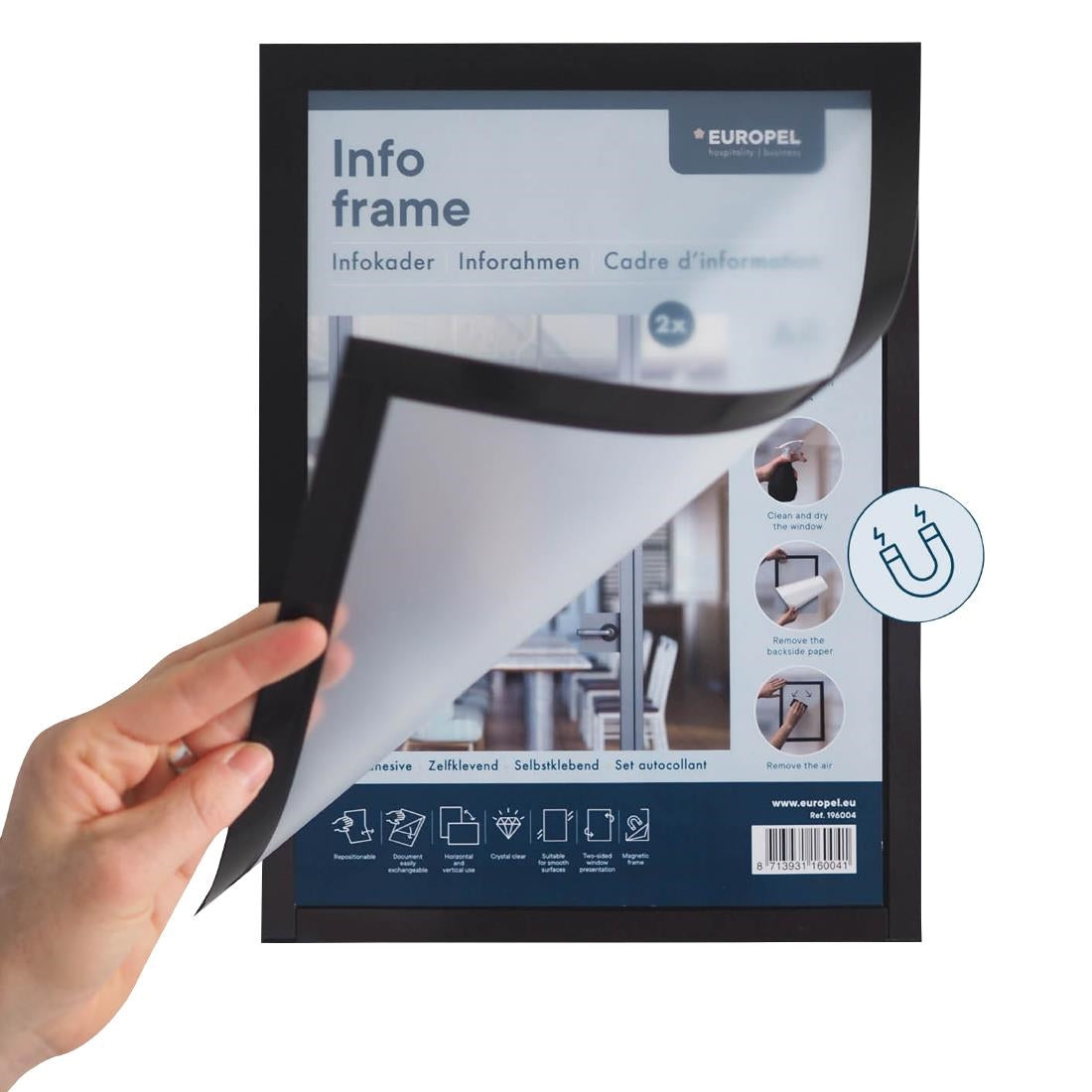 Cadres d'affichage autocollants Europel A4 noirs (lot de 2)