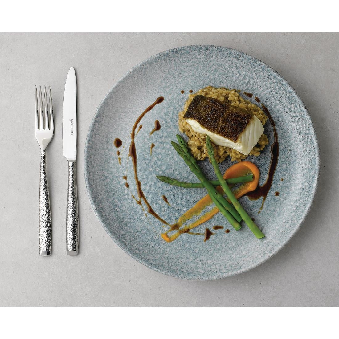 Assiettes coupe ronde Churchill Studio Prints Raku Topaz Blue 248mm (Lot de 12)