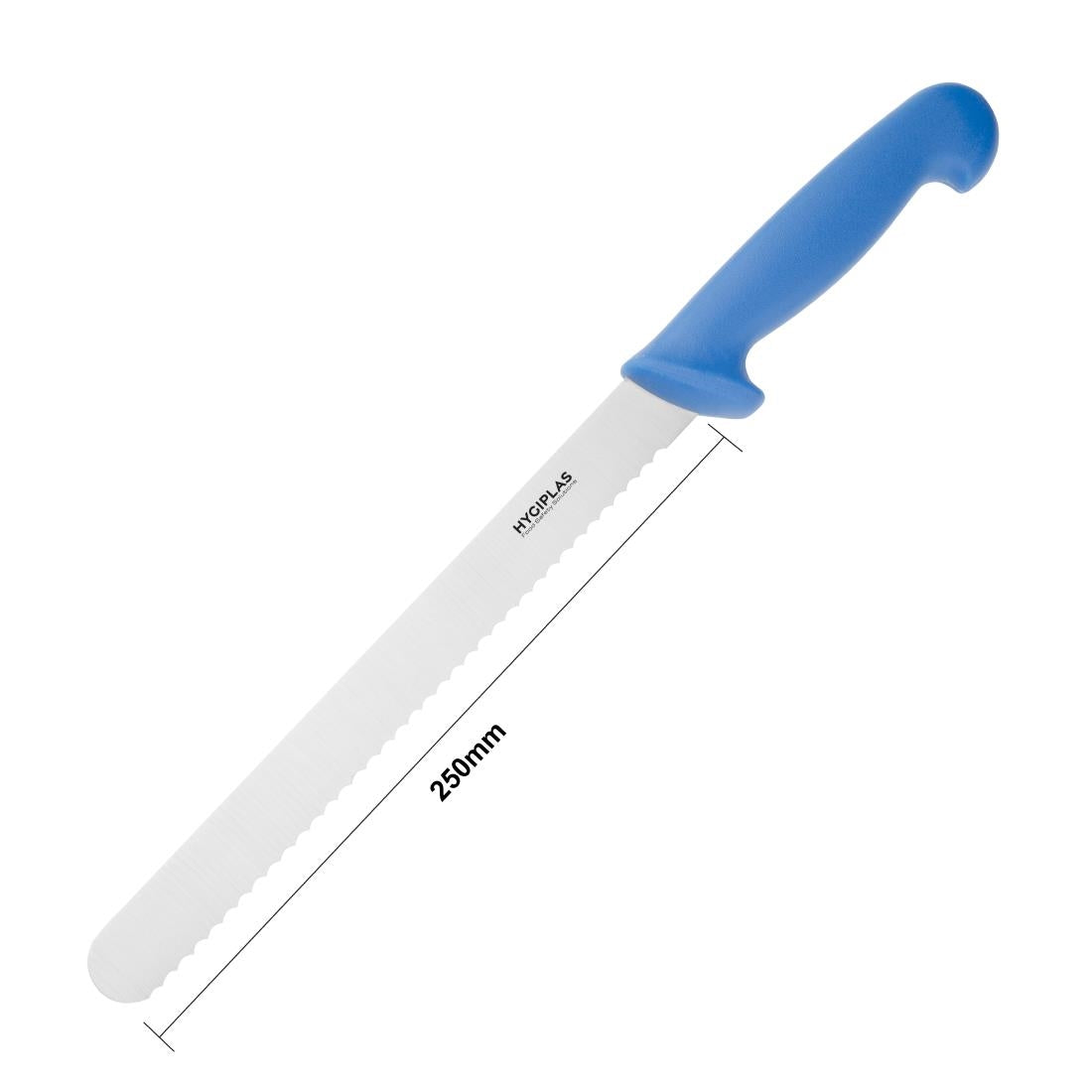 Couteau à trancher denté Hygiplas bleu 25cm