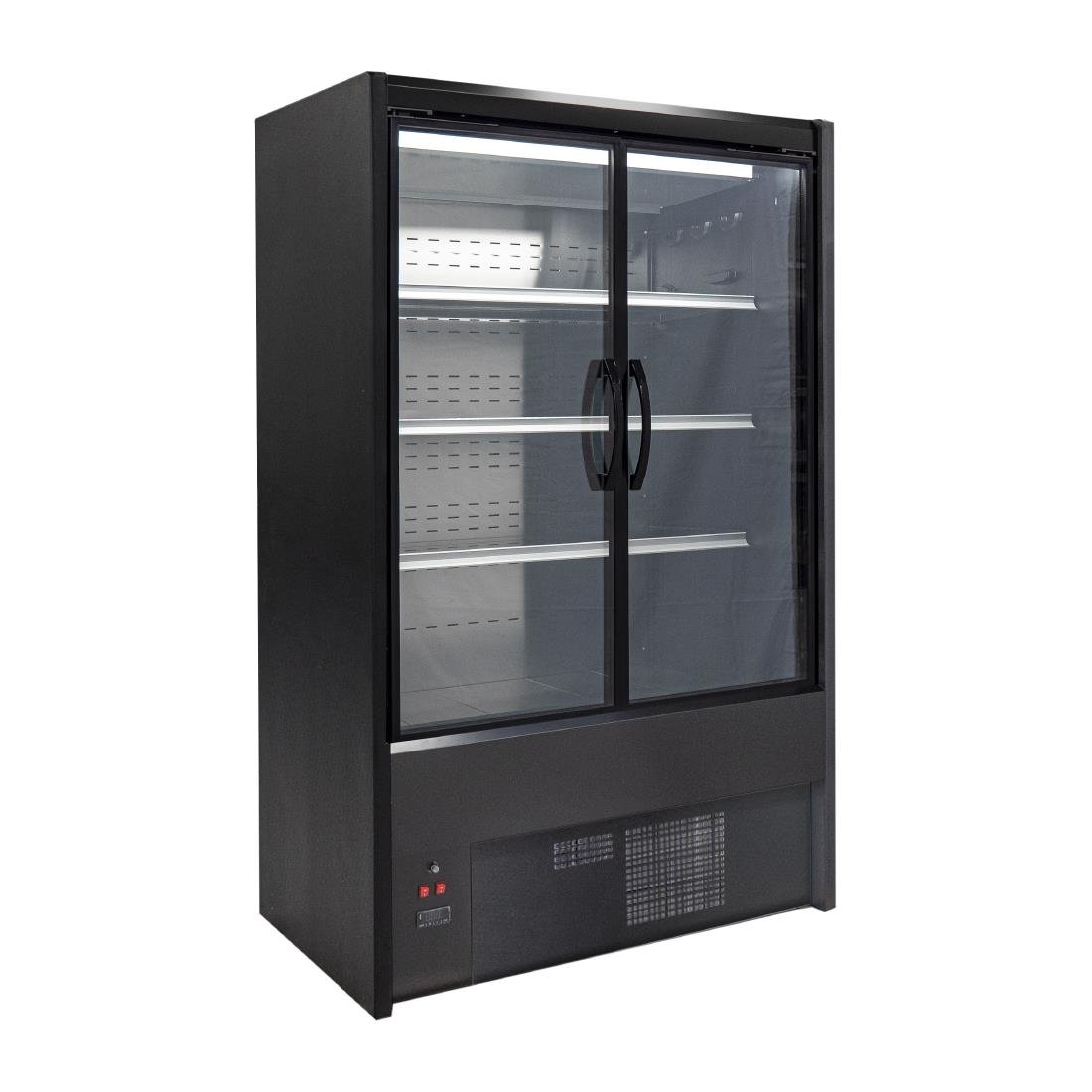Vitrine libre-service réfrigérée Zoin Cervinho noire avec portes battantes - Taille 120 mm