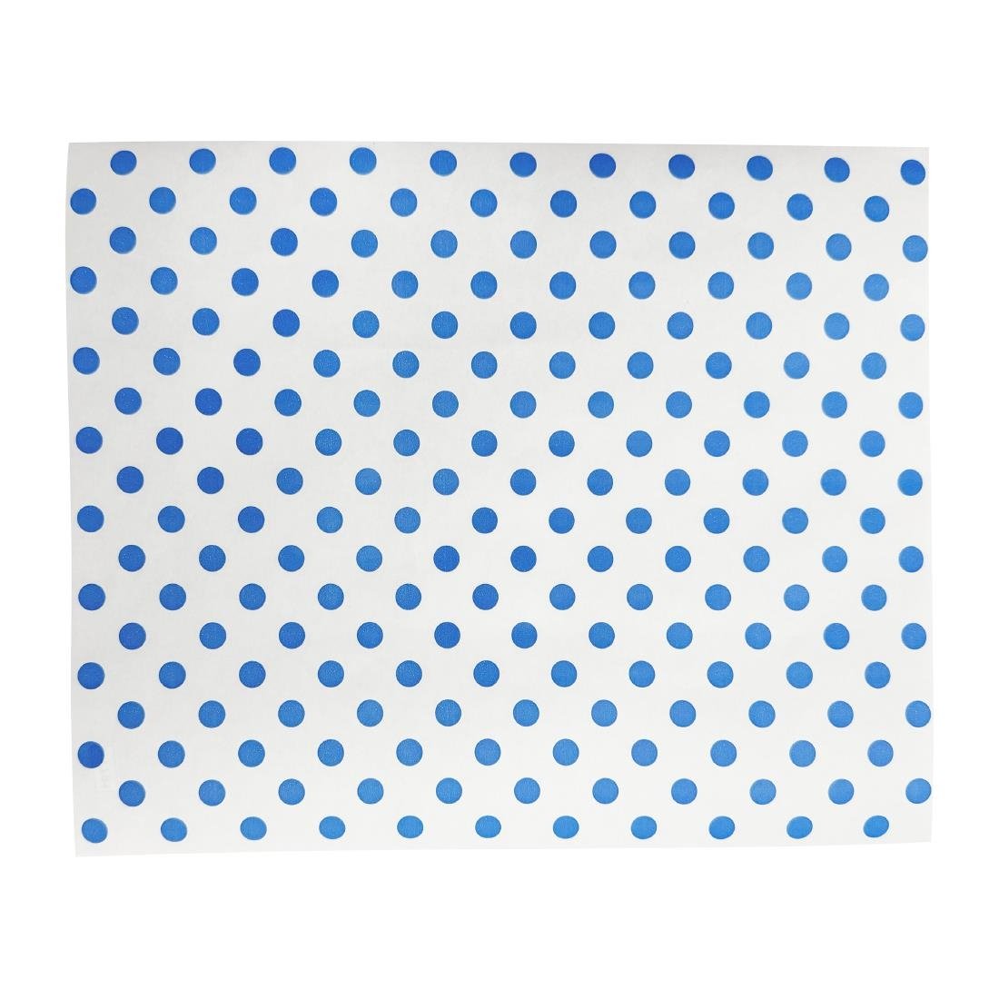 Papier d'emballage burger Fiesta Compostable points bleus 250x300mm (lot de 200)