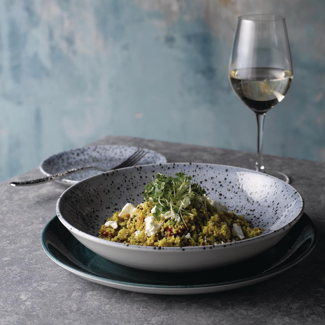 Assiettes coupes rondes Churchill Stonecast Patina Rustic Teal 40oz 248mm (Lot de 12)