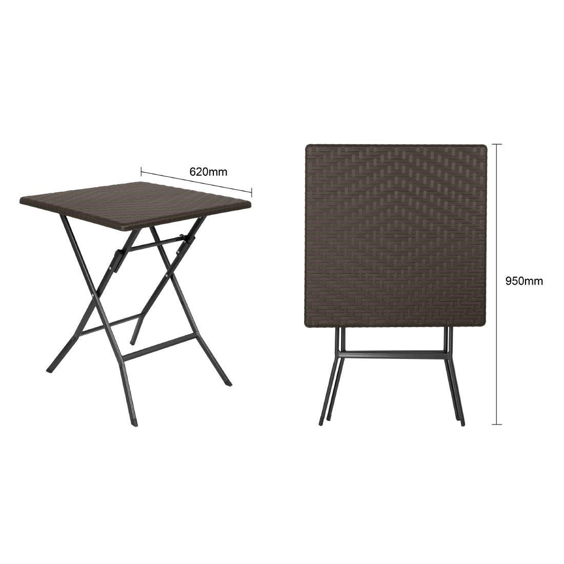 Table pliante carrée marron Bolero 620mm