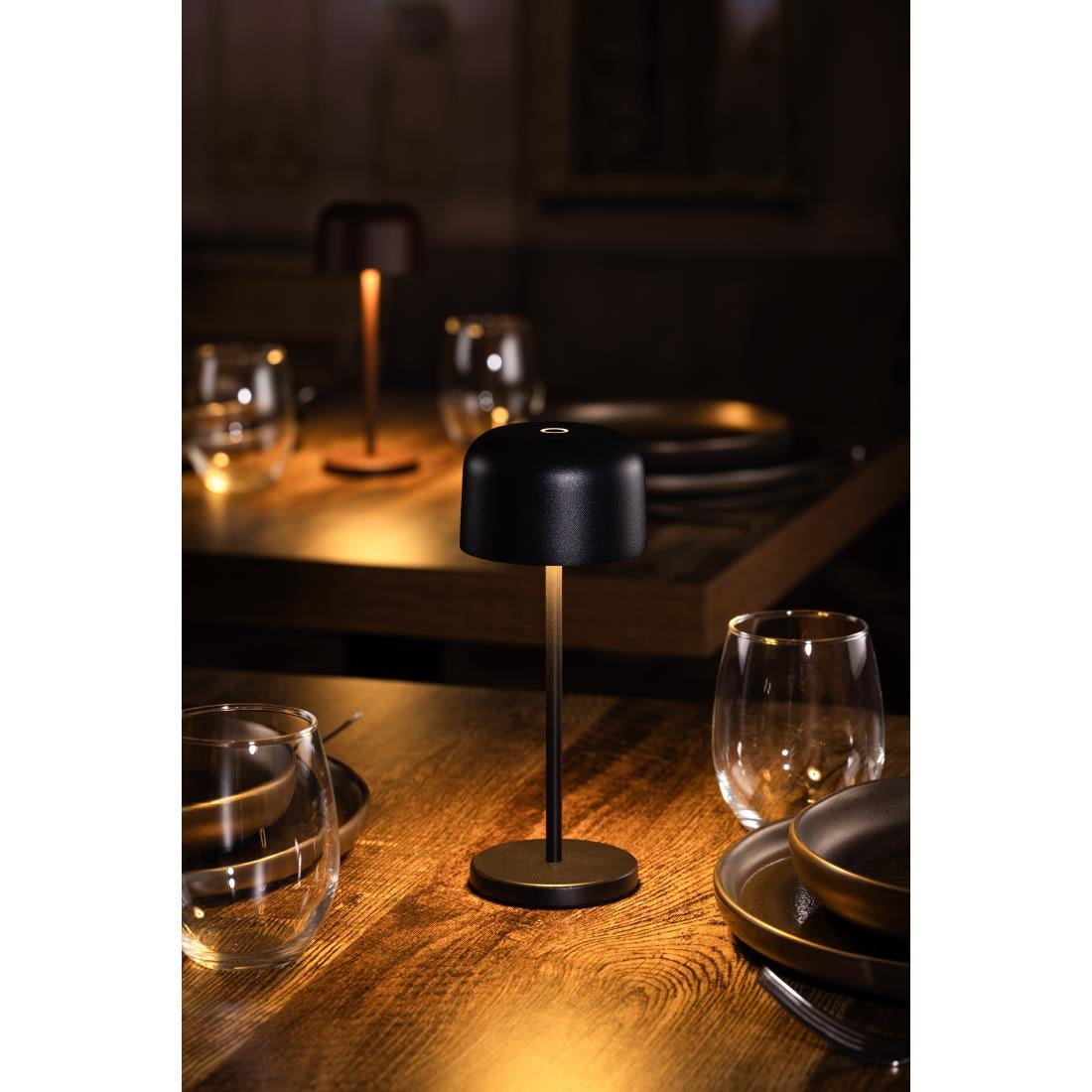 Lampe de table avec abat-jour rond Olympia Lucca noire 200mm