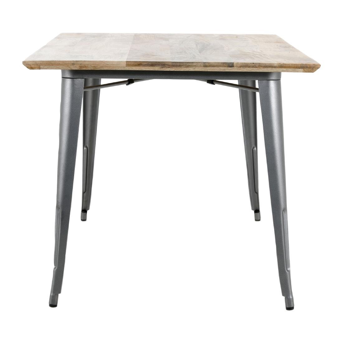 Table à manger avec plateau en bois de manguier lisse et piètement gris acier Bolero Bistro 1450 mm - NISBETS