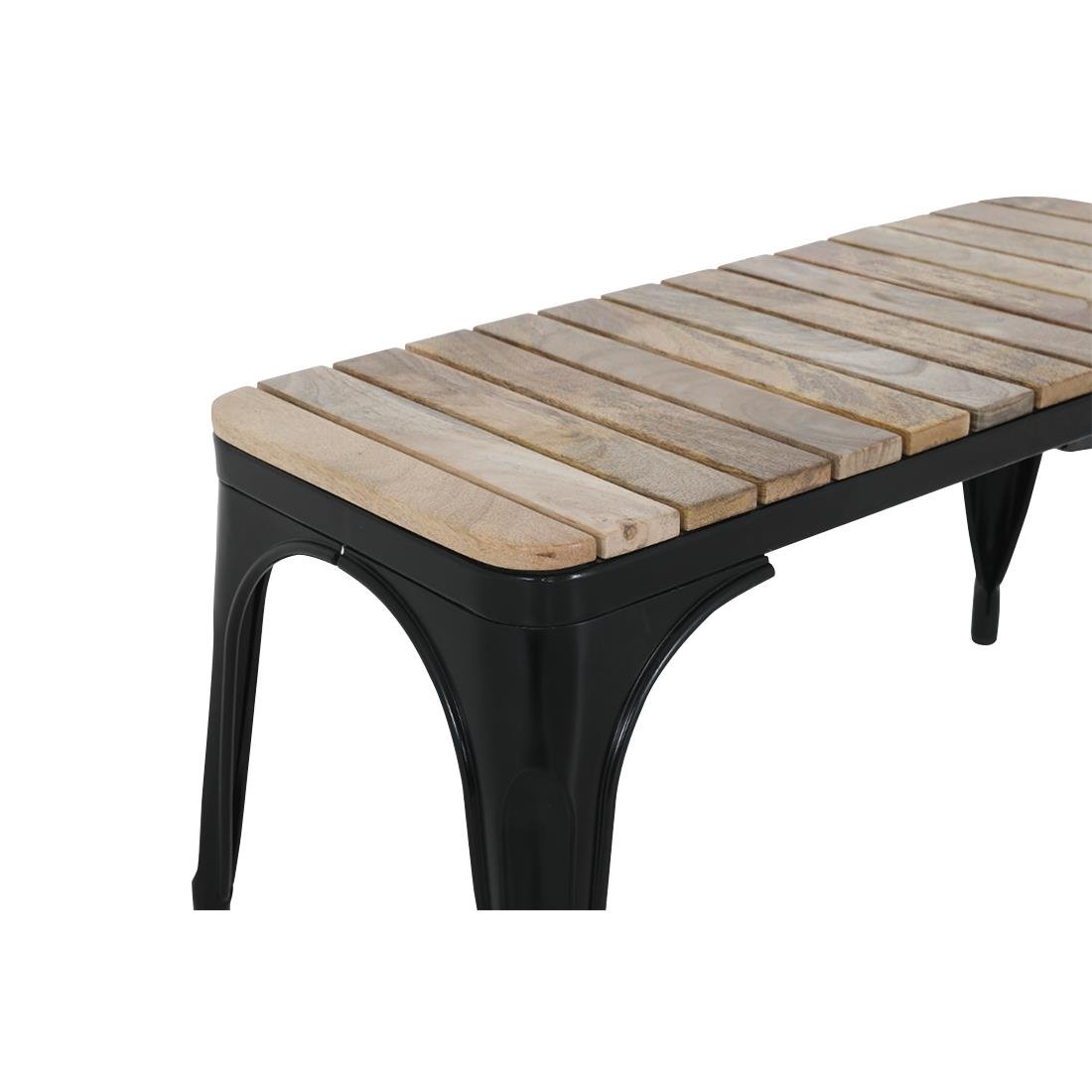 Banc d'intérieur à lattes en bois de manguier et cadre - NISBETS
