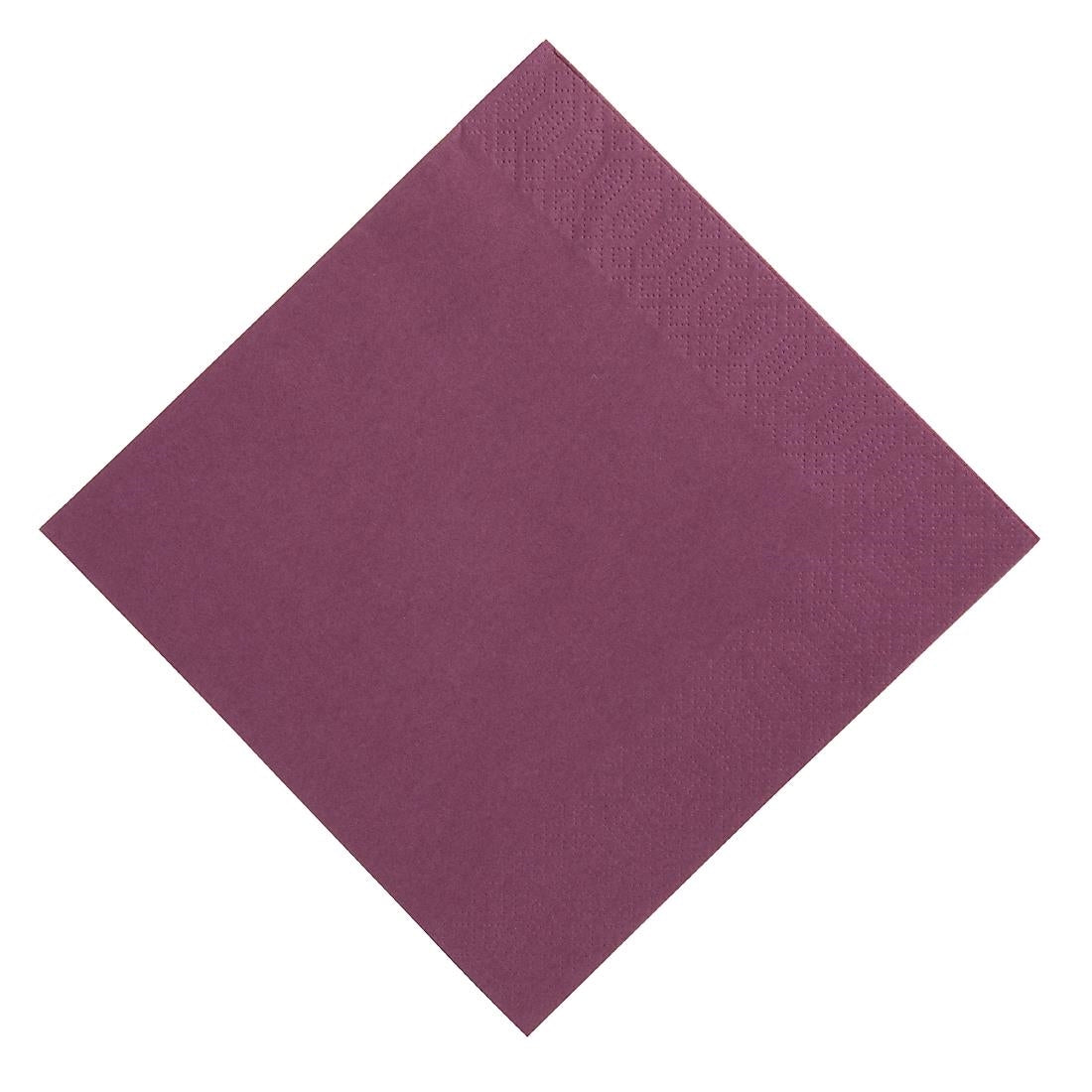 Serviettes restaurant 3 plis pliage 1/8 Duni prune 40x40cm (lot de 1000) - NISBETS