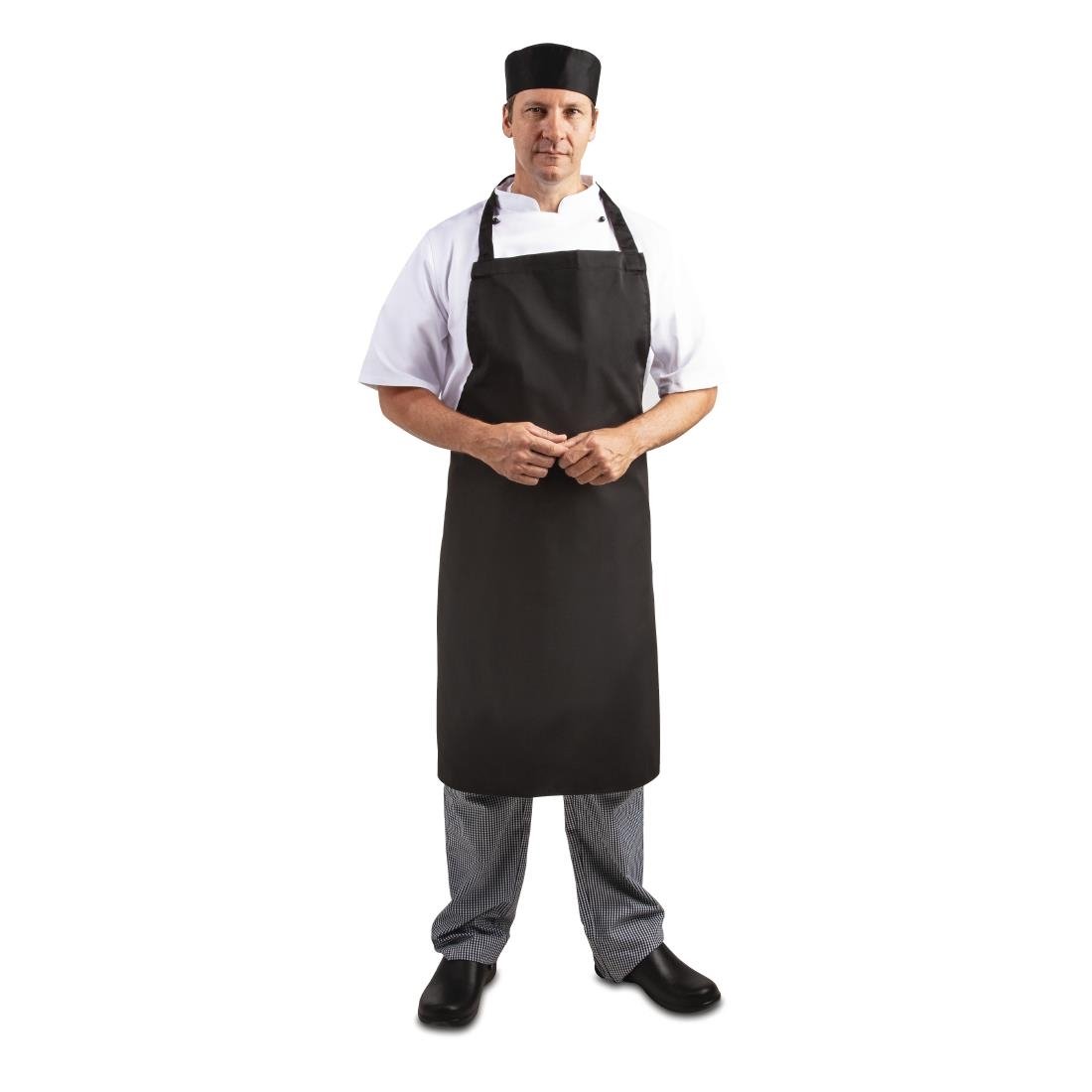 Tabliers bavette en polycoton Whites noirs (lot de 5)