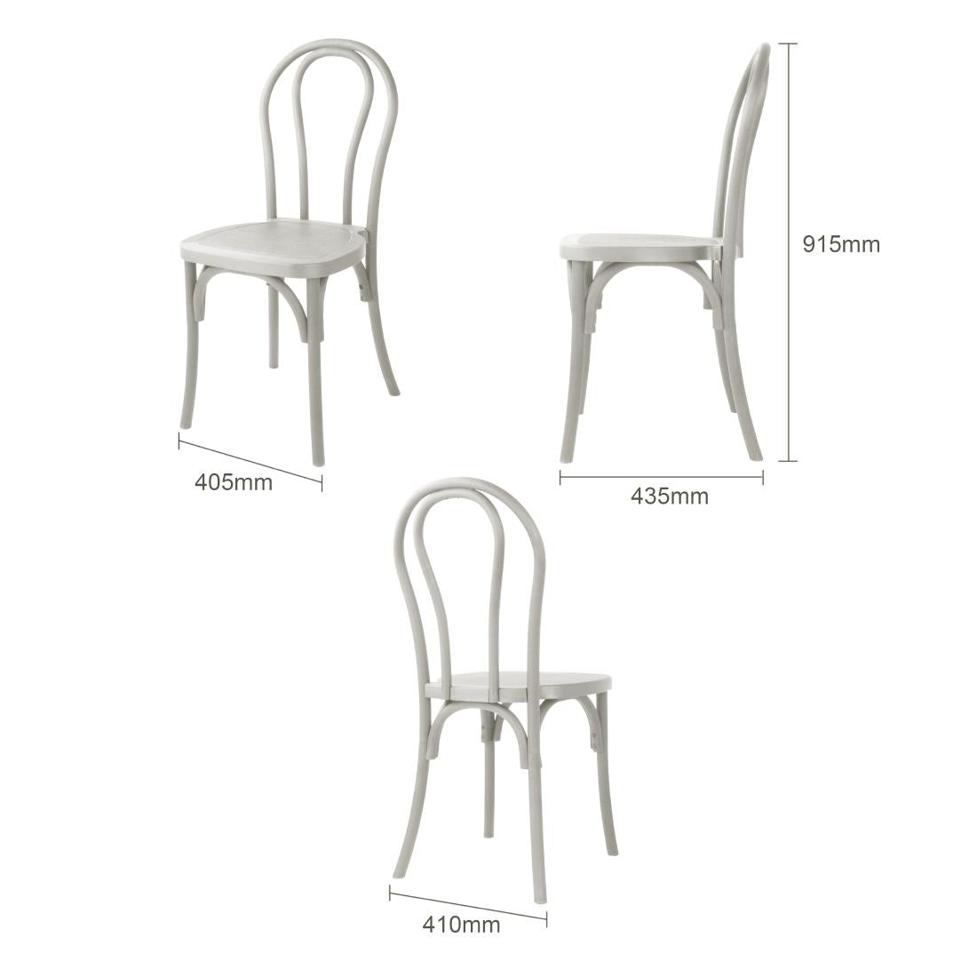 Chaises en résine style bois courbé Bolero Soho blanches (lot de 4)