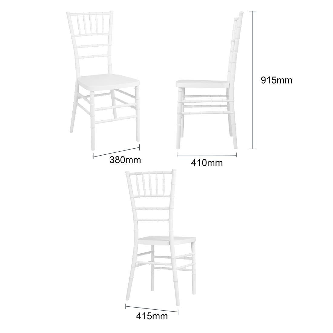 Chaises Bolero Chiavari en polypropylène blanches (lot de 4) - NISBETS