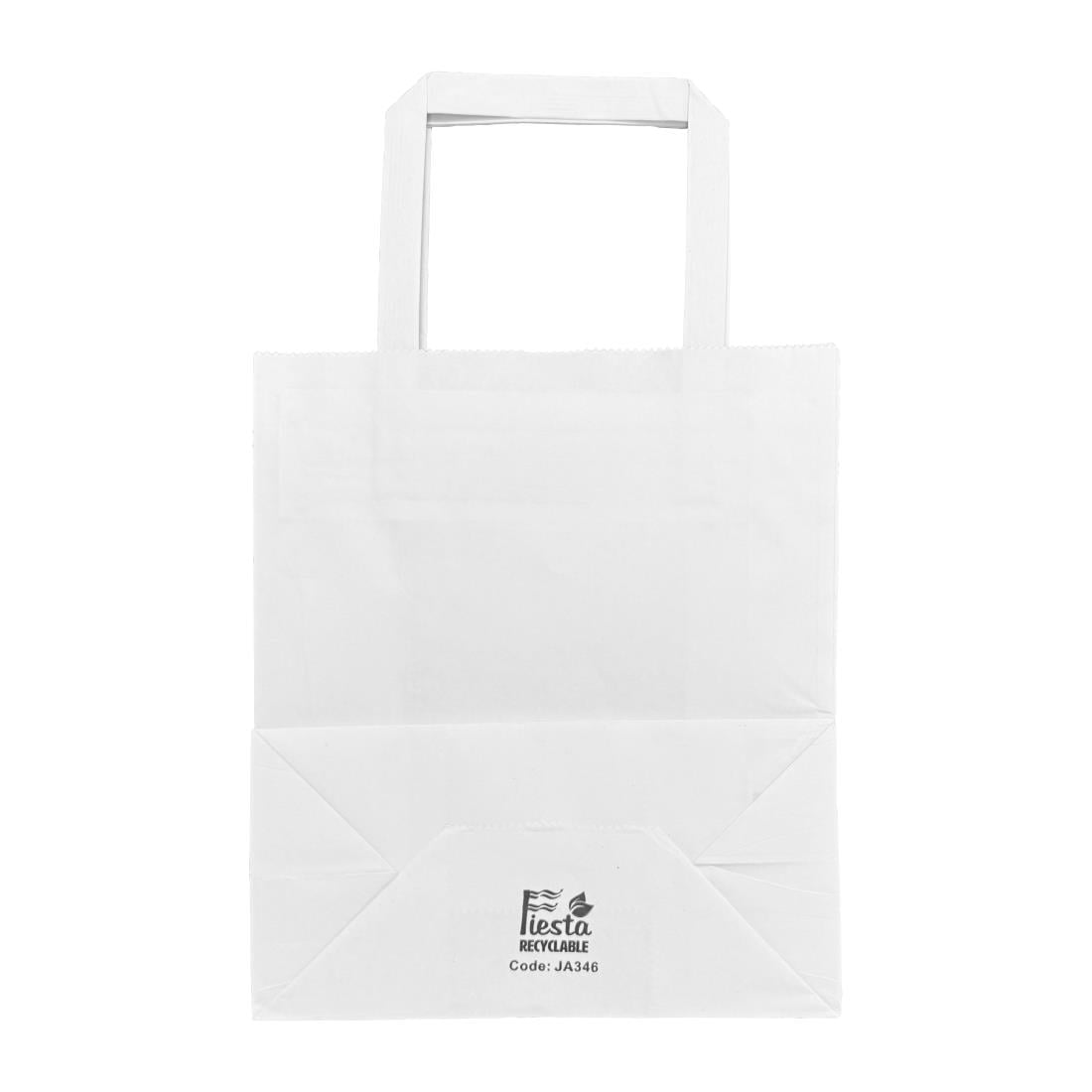 Petits sacs en papier blanc avec poignées plates Fiesta Recyclable (lot de 250) - NISBETS