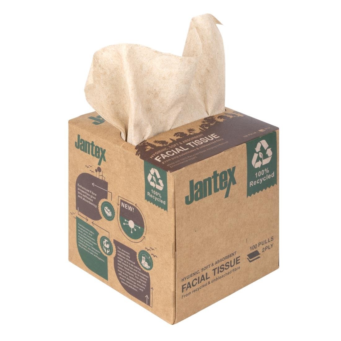 Cube de mouchoirs Jantex Green 100% recyclé 100 feuilles (lot de 36)