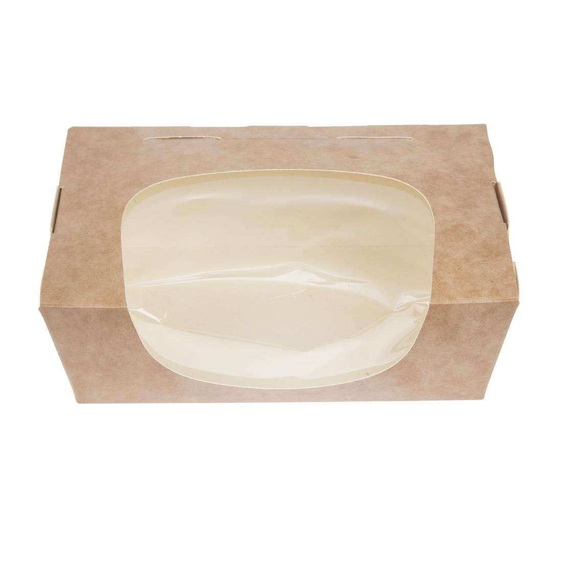 Barquettes à salade kraft recyclables avec fenêtre acétate 825ml (lot de 200) - NISBETS