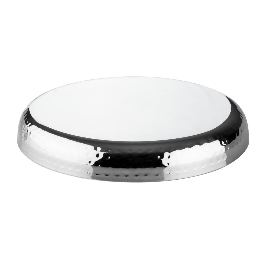 Plat rond en acier inoxydable martelé Olympia 260x35mm