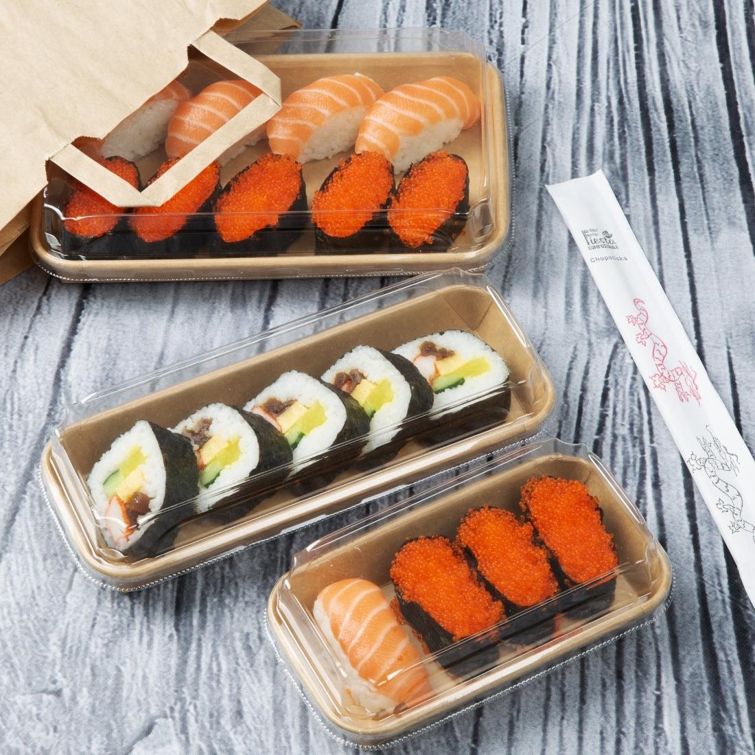 Barquettes à sushi No 7 Fiesta Recyclable 220x137mm (Paquet de 300)