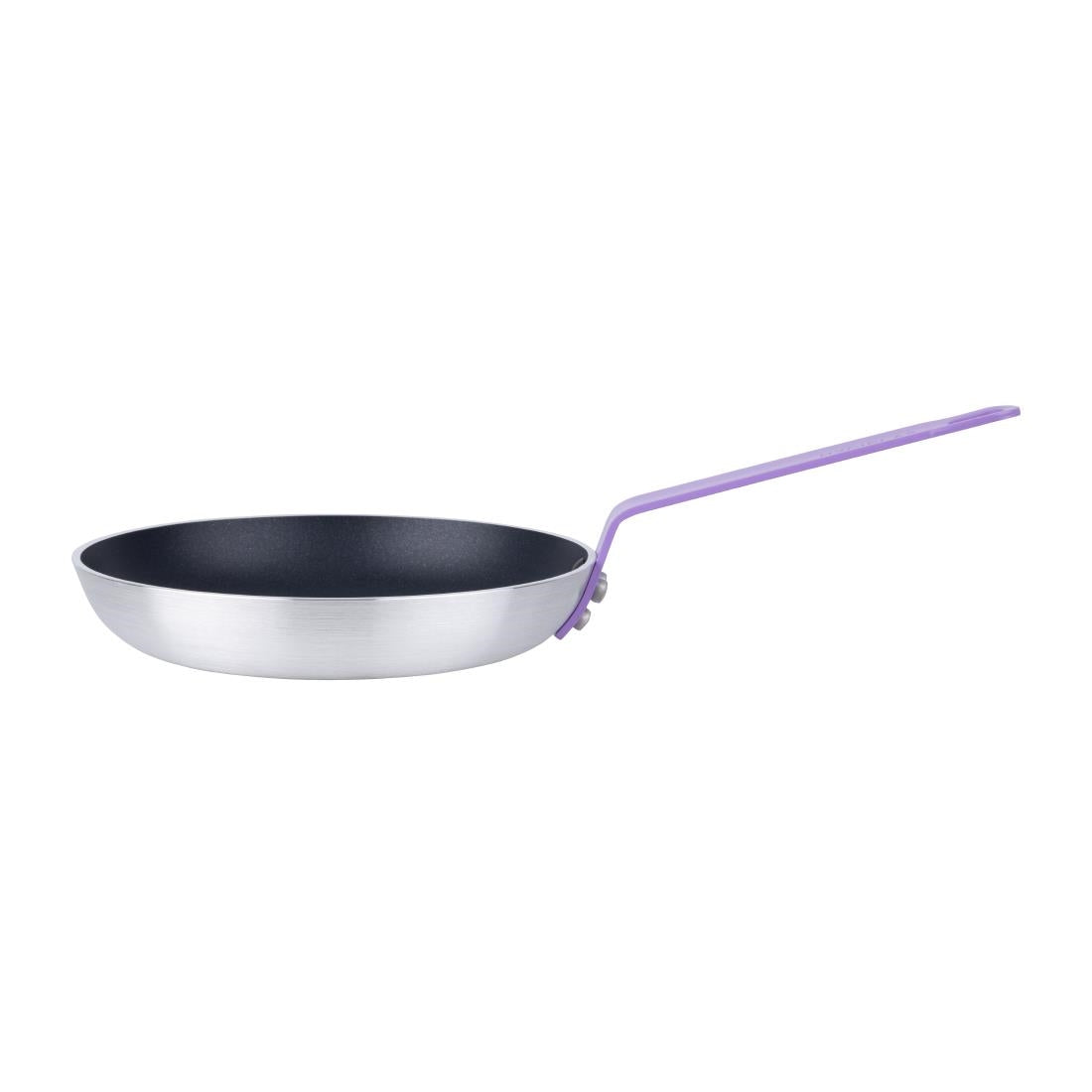 Poêle en aluminium antiadhésive Hygiplas Teflon Platinum Plus avec poignée violette 24cm - NISBETS