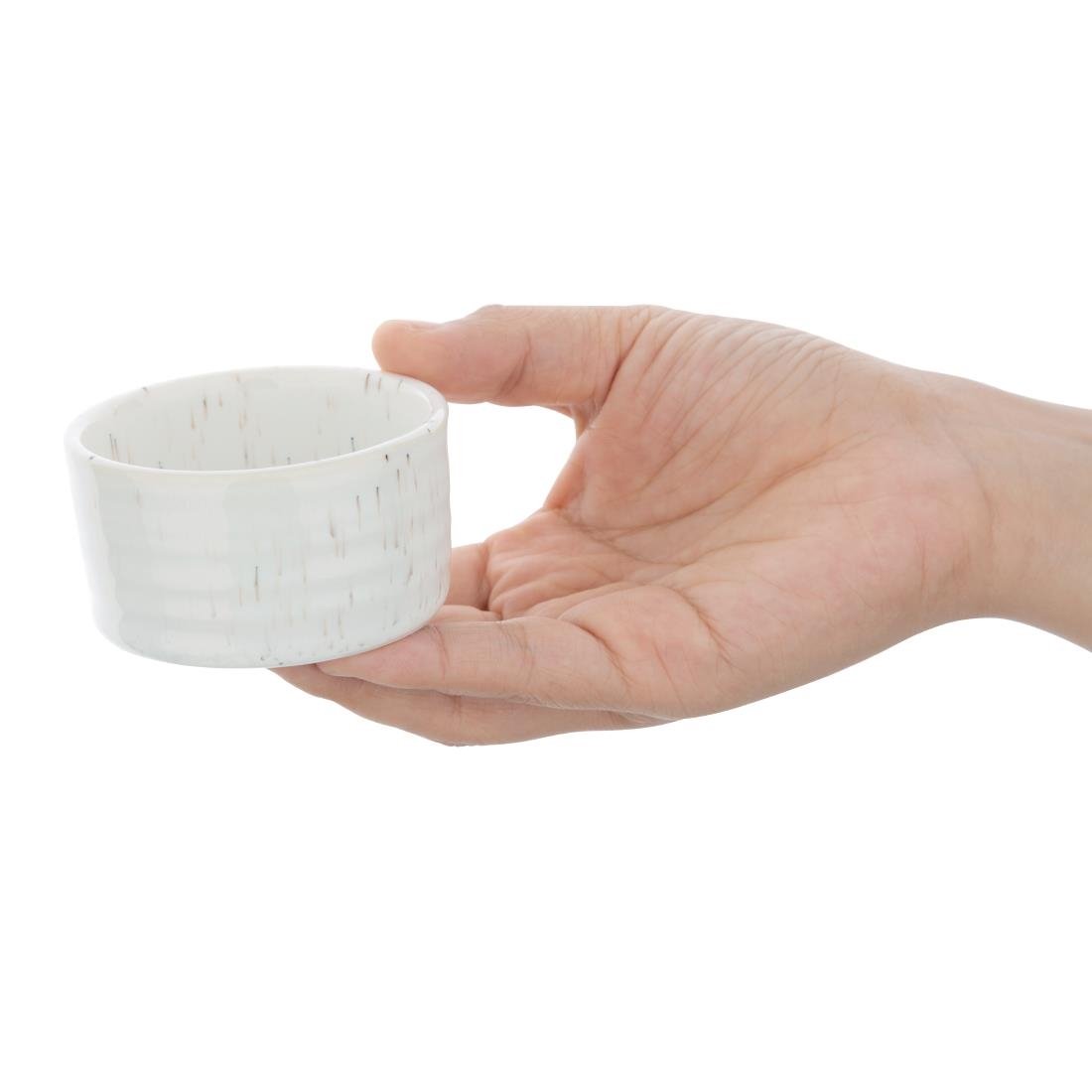 Pots à sauce blanc moucheté Olympia Cavolo 67mm (lot de 12)