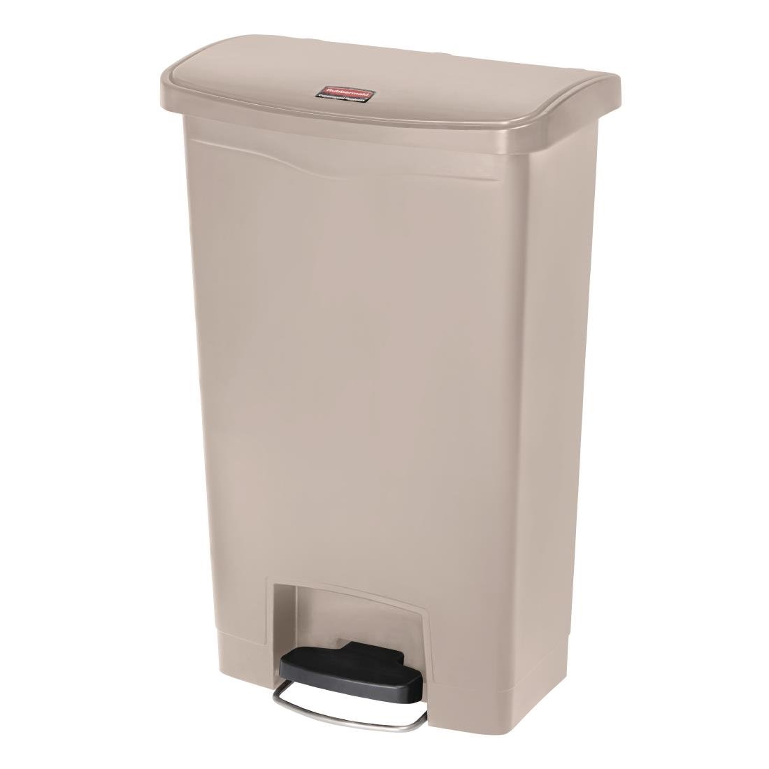 Poubelle à pédale frontale Rubbermaid Slim Jim beige 50L - NISBETS