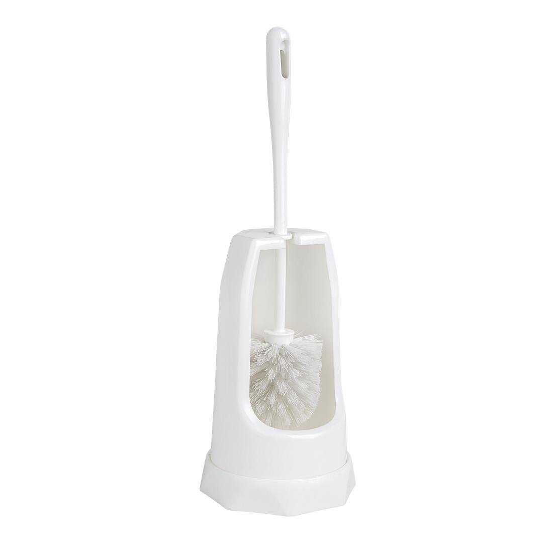Brosse ronde et support WC Jantex blanc