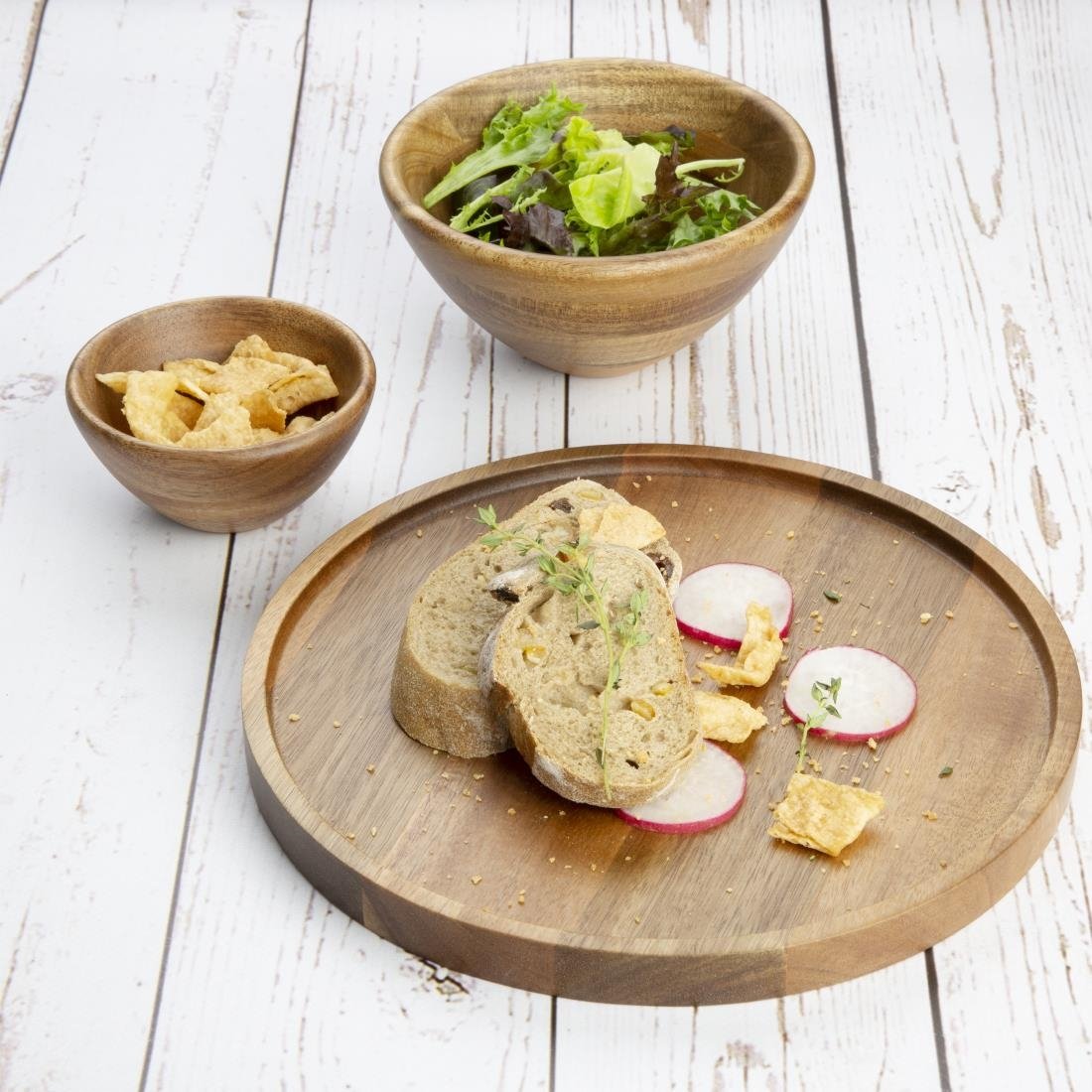 Assiette ronde en acacia Olympia 250mm