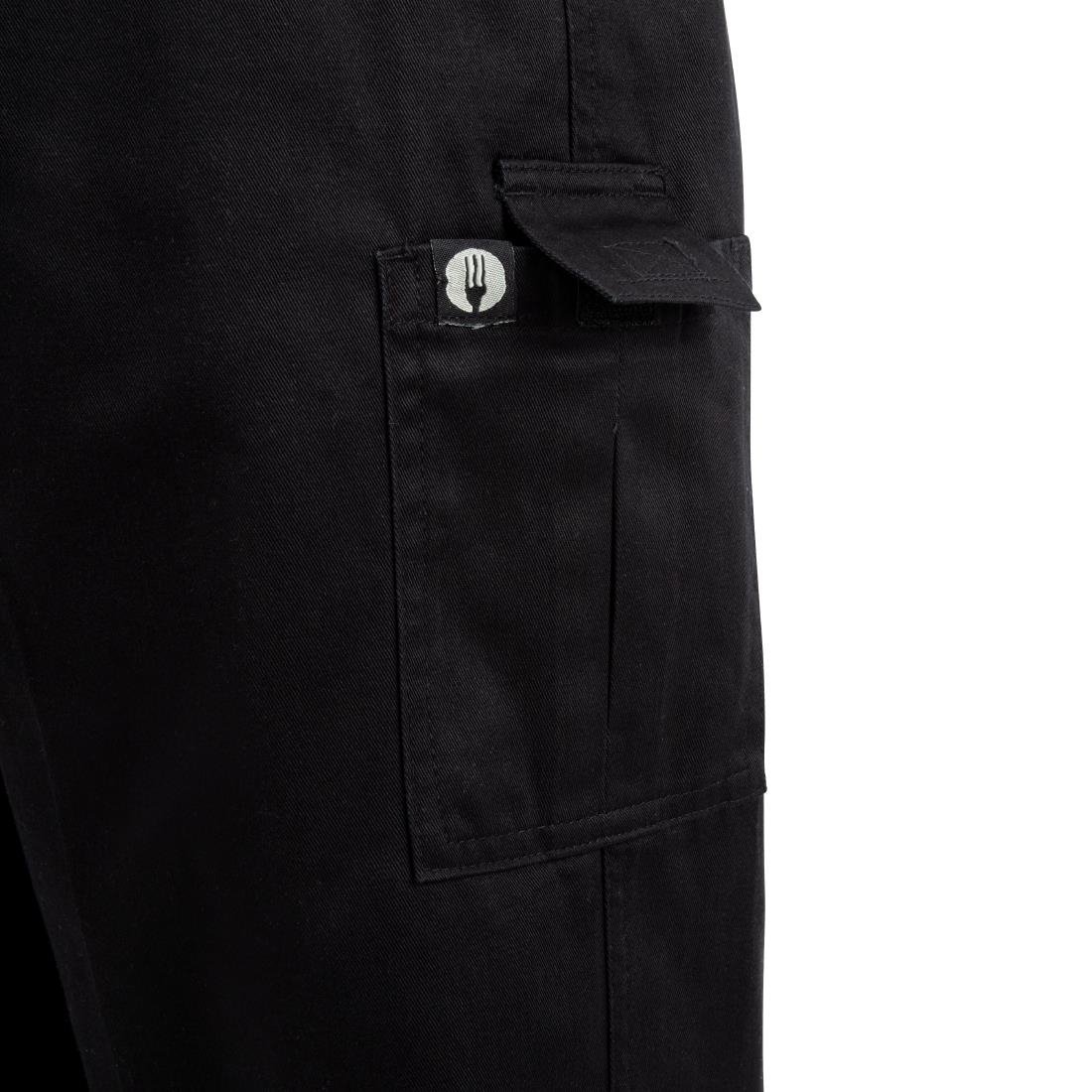 Pantalon de cuisine mixte Chef Works Slim Fit Cargo noir - NISBETS