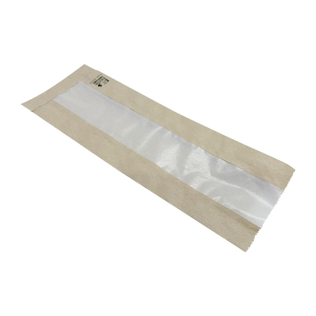 Sachets baguette avec fenêtre en papier cristal Fiesta Compostable 300x100x60mm (lot de 1000)