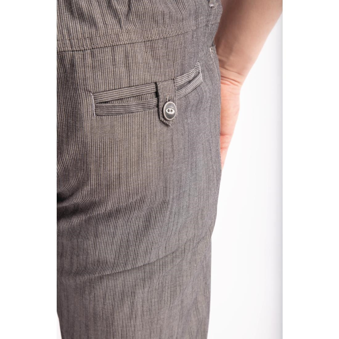 Pantalon de cuisine Works Urban Jogger 257 à fines rayures noires et blanches - NISBETS