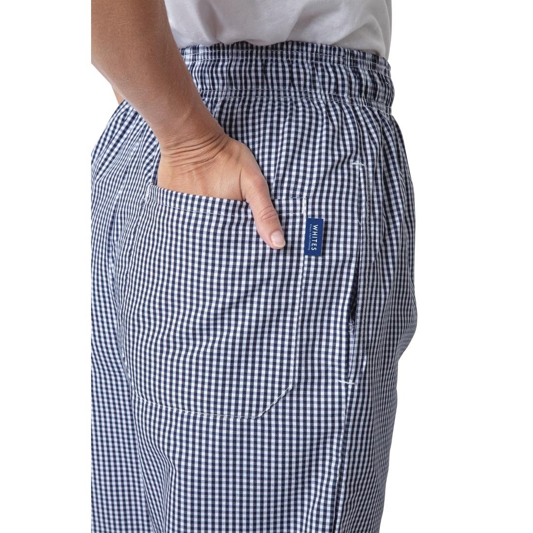 Pantalon de cuisine mixte Whites Vegas petits carreaux bleu et blanc - NISBETS