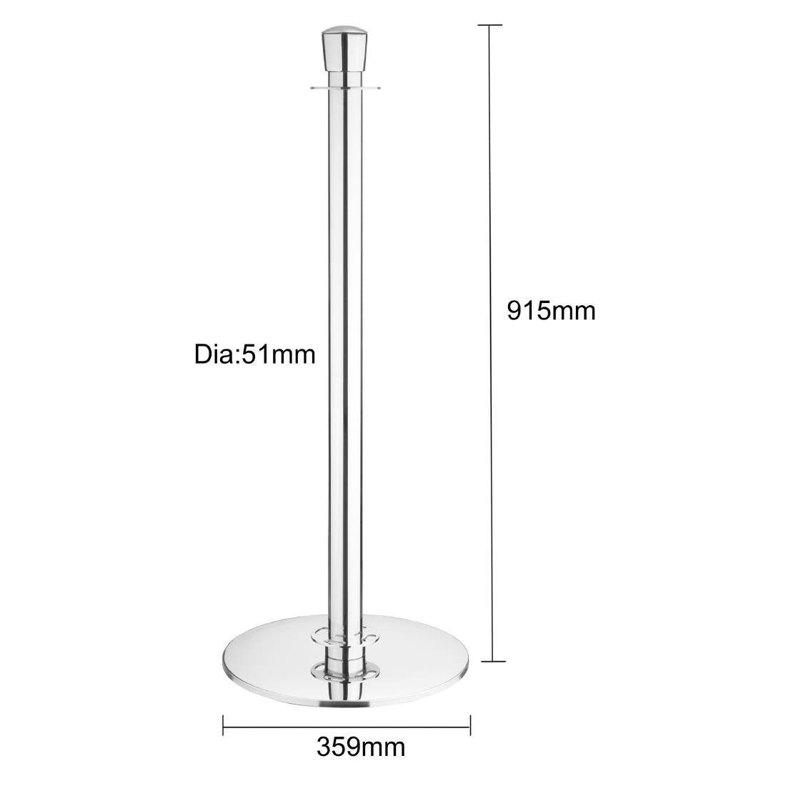 Poteaux d'accueil à base plate Bolero en acier inoxydable poli (lot de 2) - NISBETS