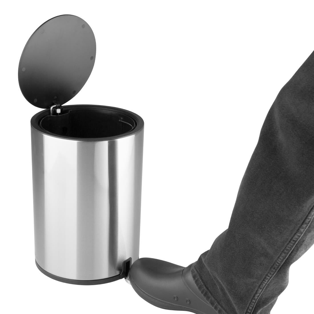 Poubelle à pédale ronde en acier brossé Jantex 3L