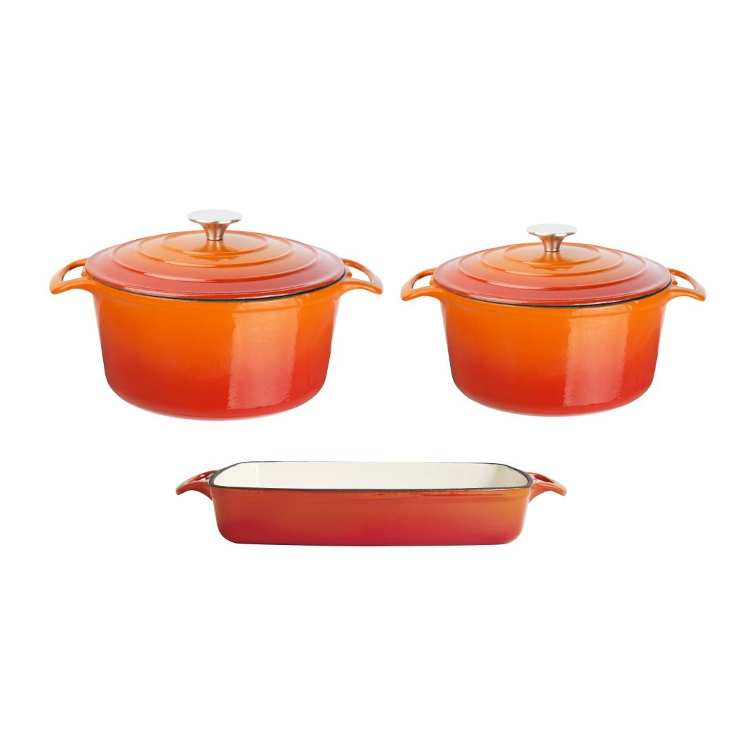 Lot de 3 plats en fonte Vogue orange