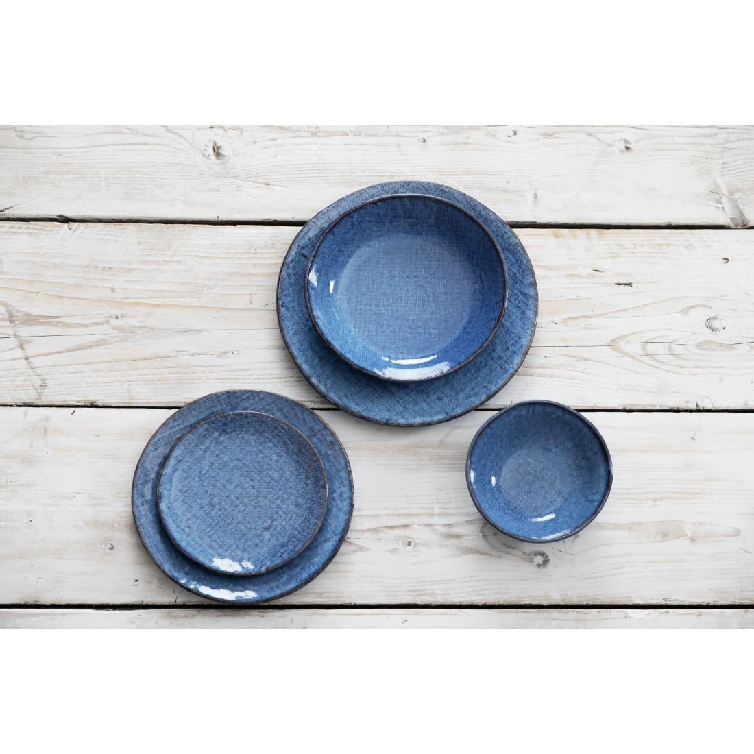 Assiettes plates Olympia Denim Blue 285 mm (lot de 4)