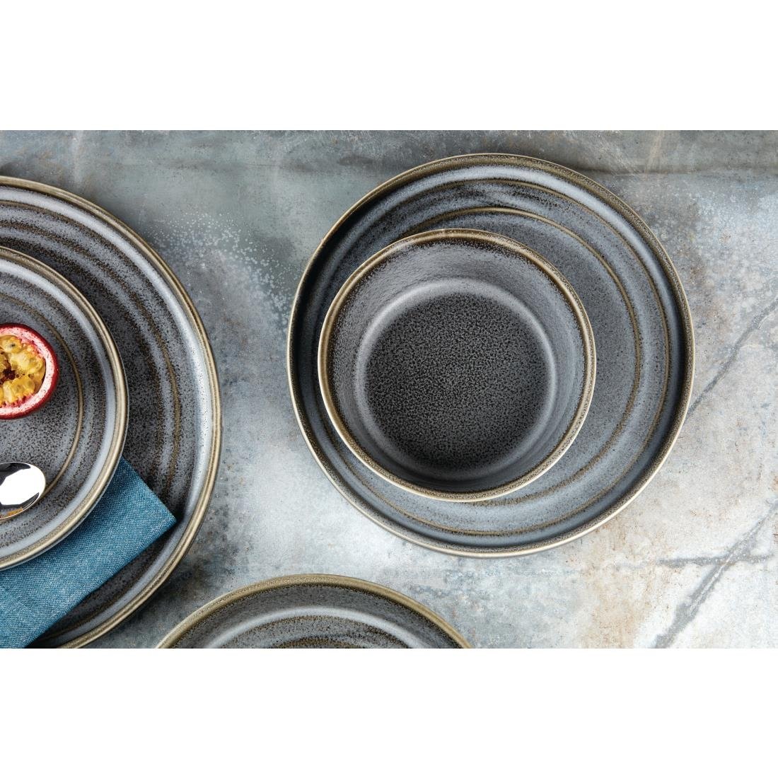 Bols plats ronds anthracite Olympia Cavolo 143mm (lot de 6)