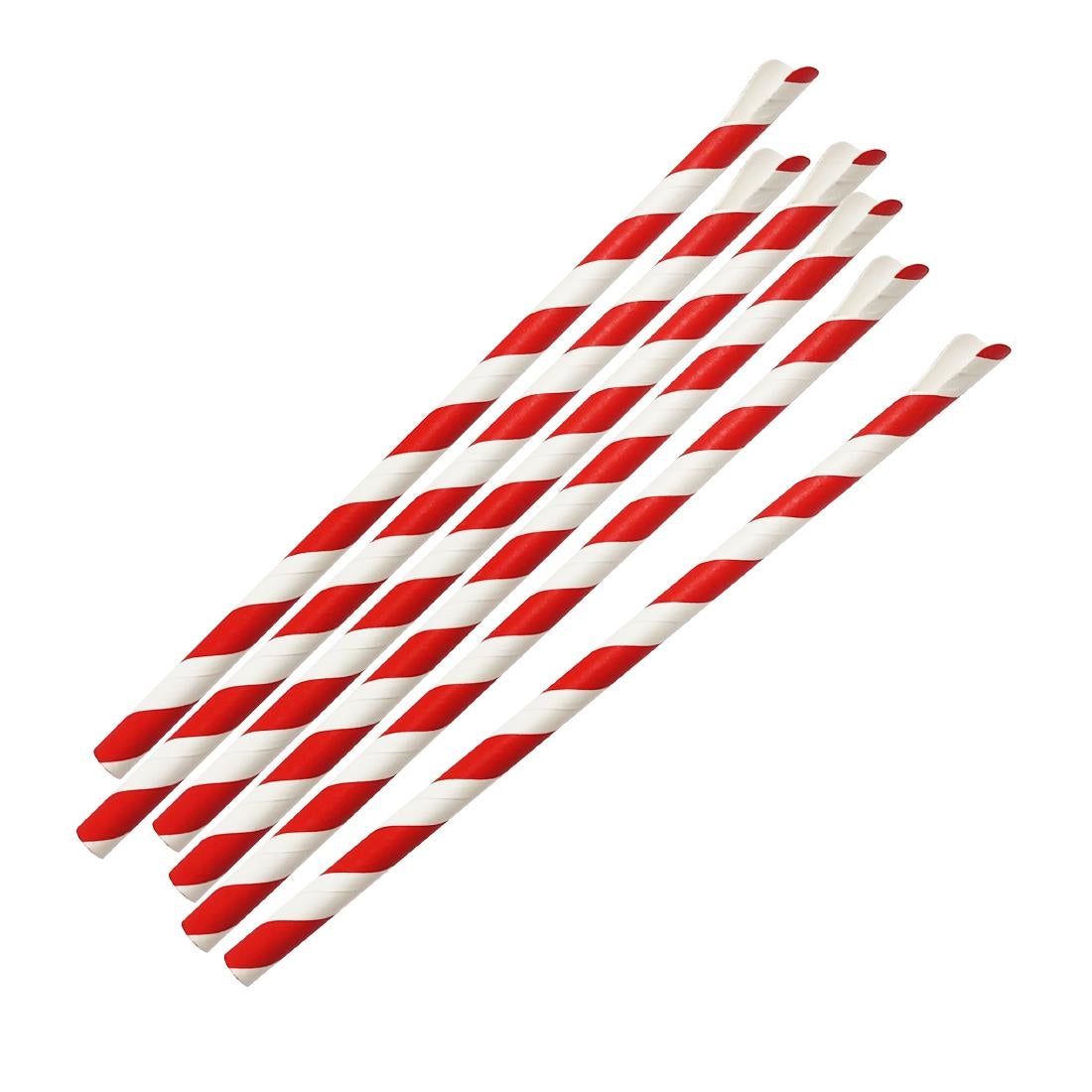 Pailles cuillères en papier Fiesta Compostable rouge et blanc 210x8mm (lot de 250)