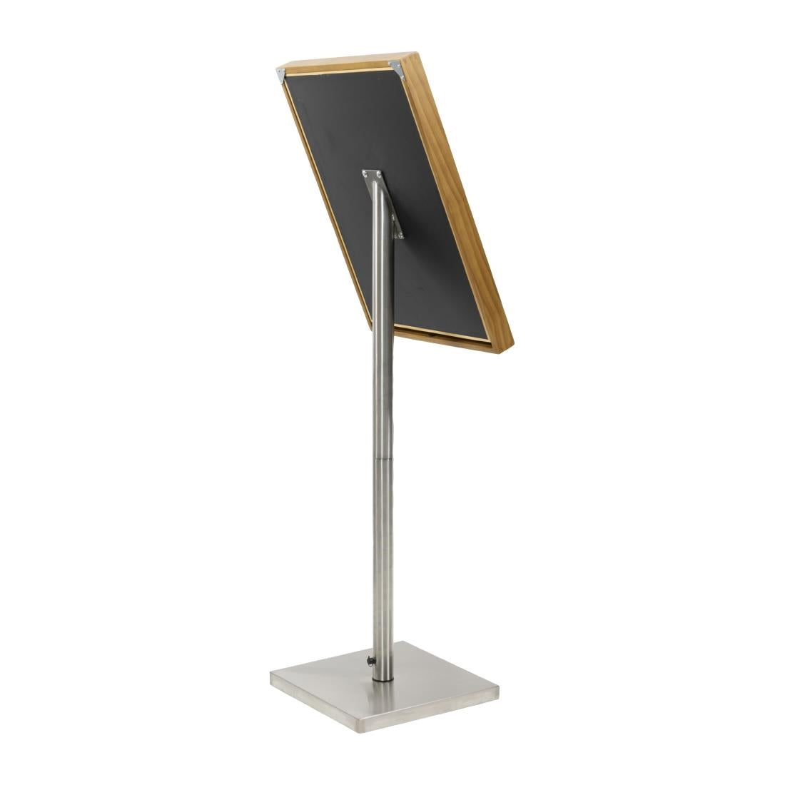 Porte-menu à LED blanches en teck Securit 4xA4 avec poteau et socle - NISBETS