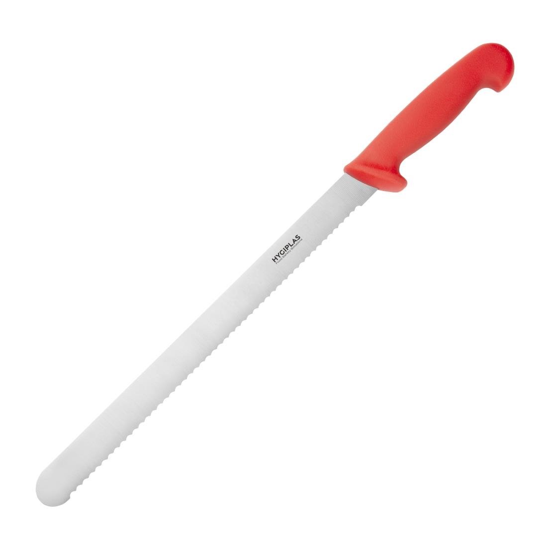 Couteau à trancher denté Hygiplas rouge 30cm