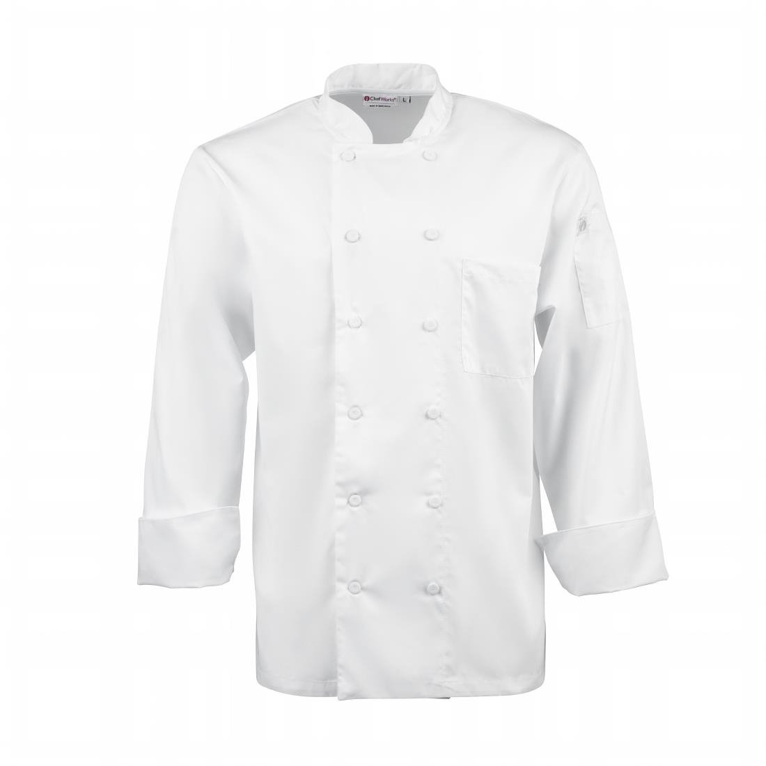 Veste de cuisine mixte blanche à manches longues Chef Works Calgary Cool Vents - Taille S