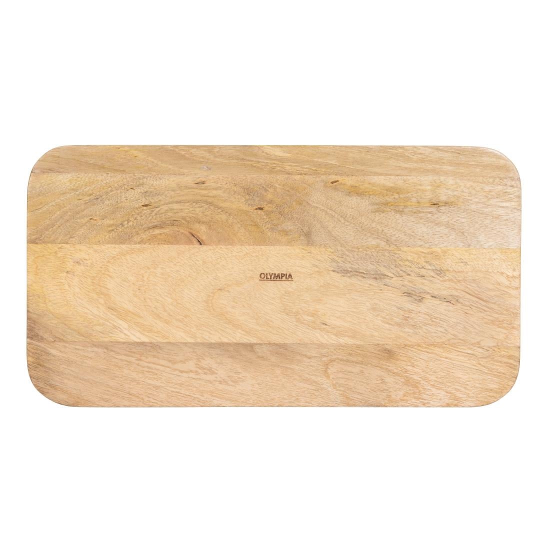 Plateau de service rectangulaire avec poignées intégrées en bois de manguier Olympia 430x230mm - NISBETS