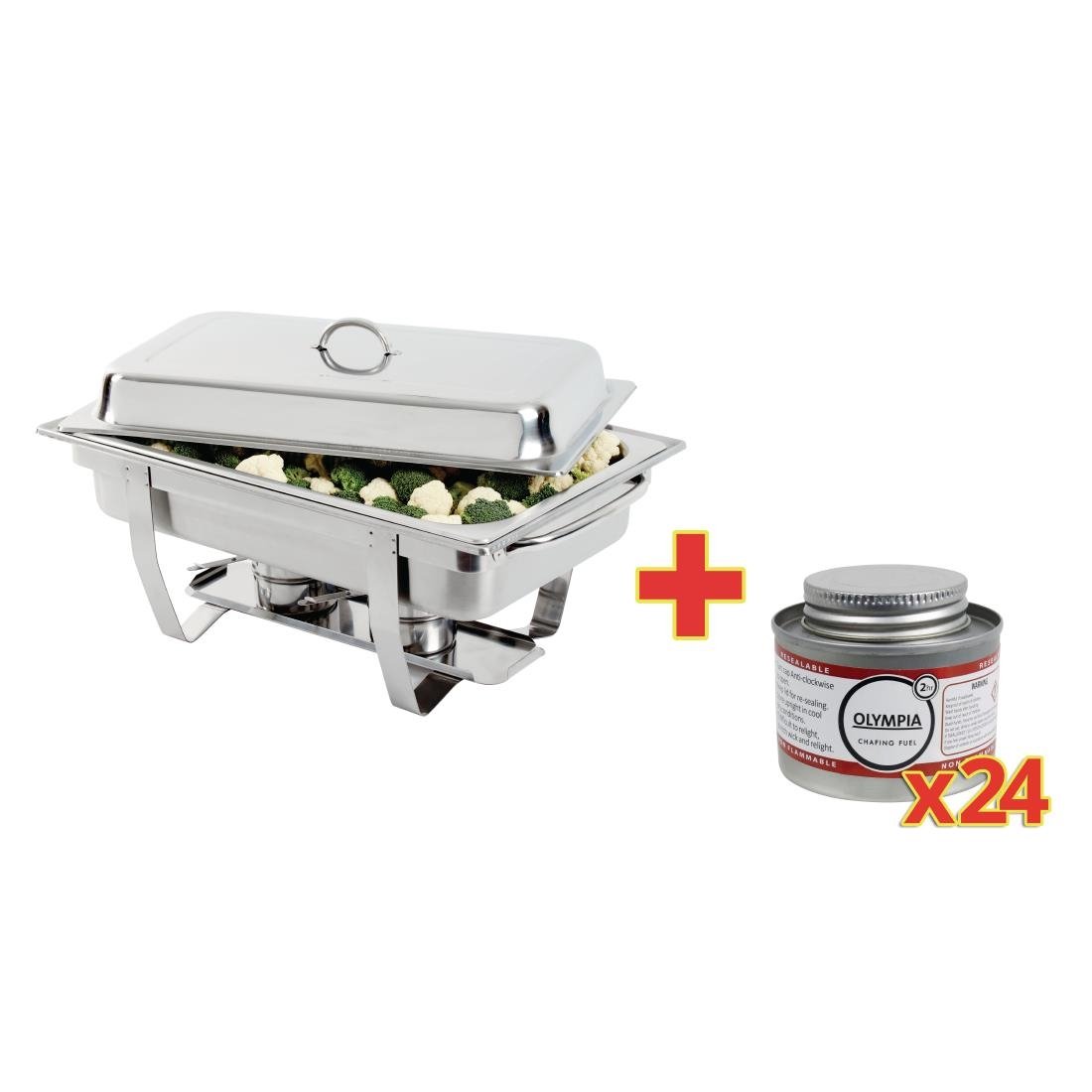 Offre spéciale : chafing dish Milan et 24 combustibles liquides Olympia - NISBETS