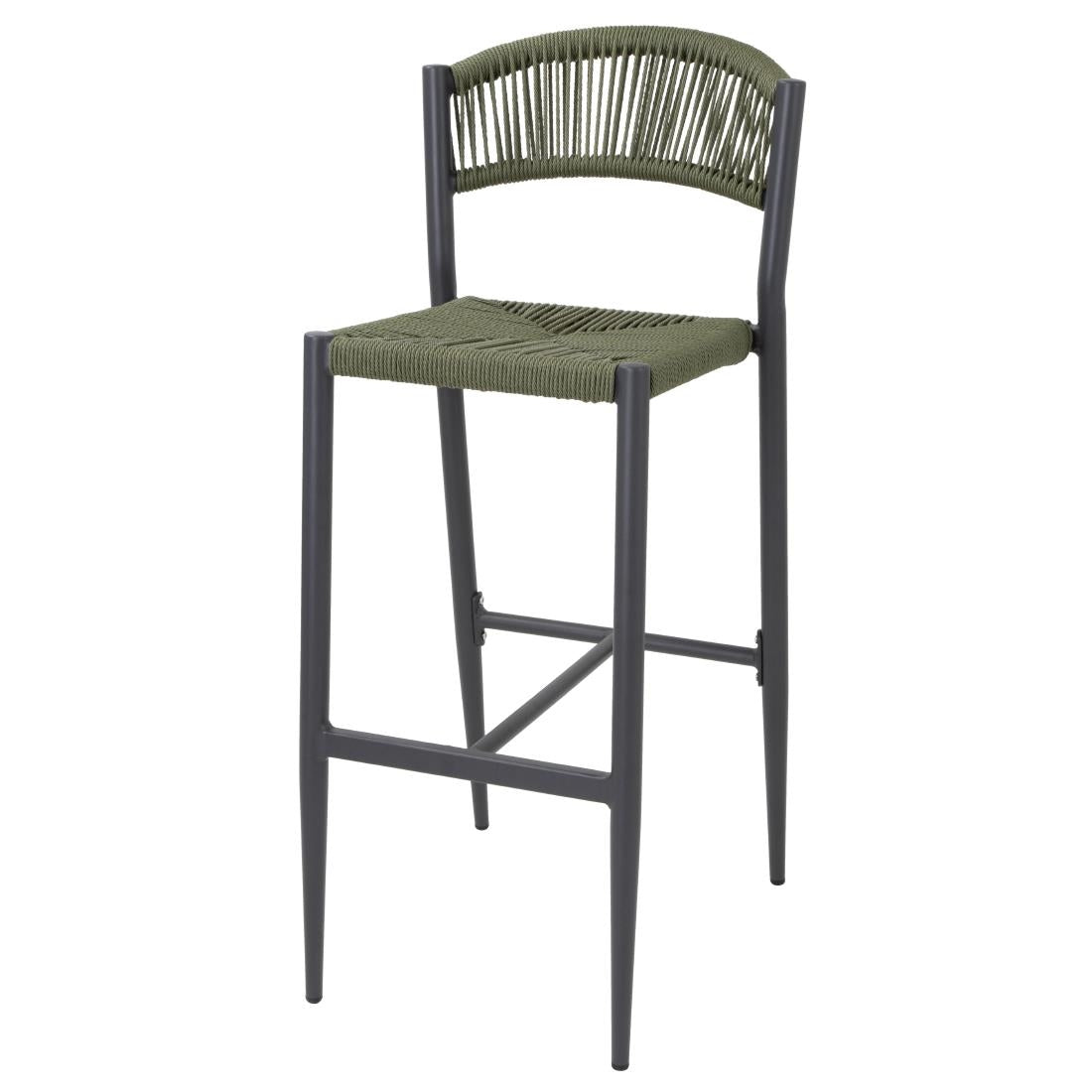 Tabourets de bar d'extérieur en rotin PE tressé Bolero Eden verts (lot de 2)