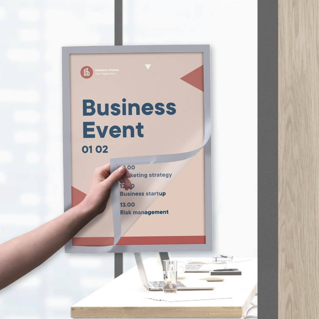 Cadres d'affichage autocollants Europel A3 argent (lot de 2)