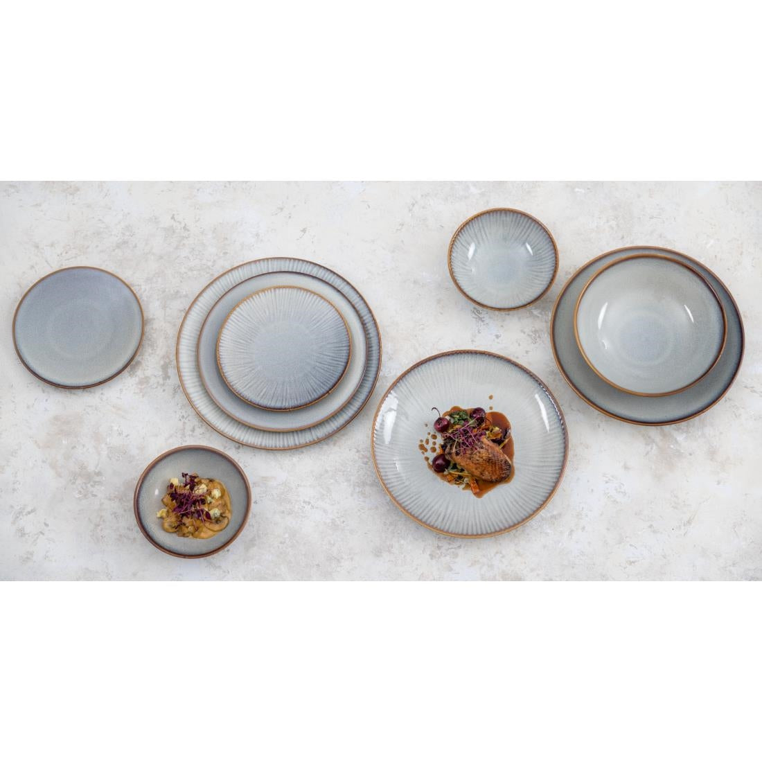 Assiettes plates Olympia Drift gris uni 180 mm (lot de 6)