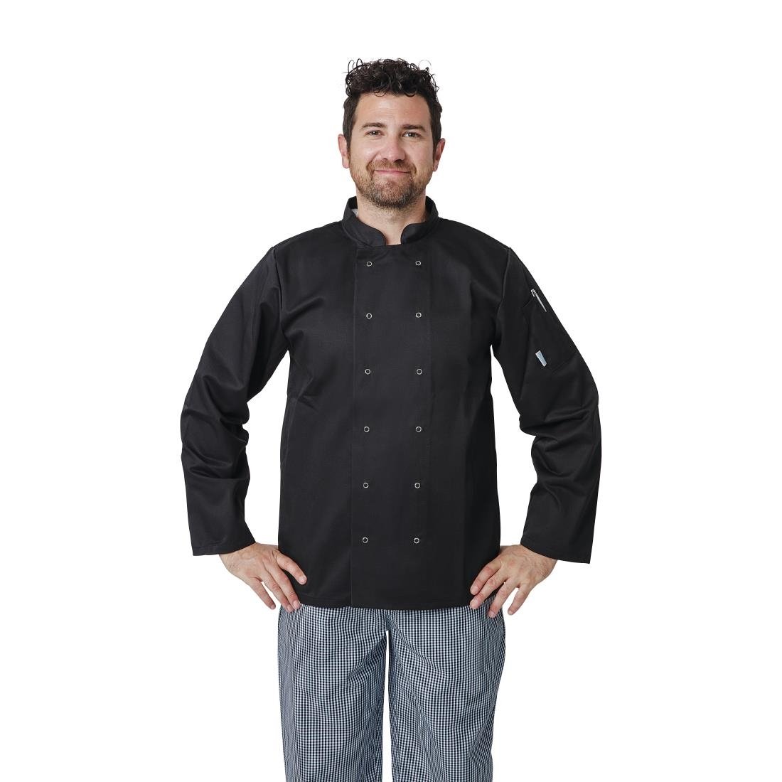 Veste de cuisine mixte Whites Vegas manches longues noire - NISBETS
