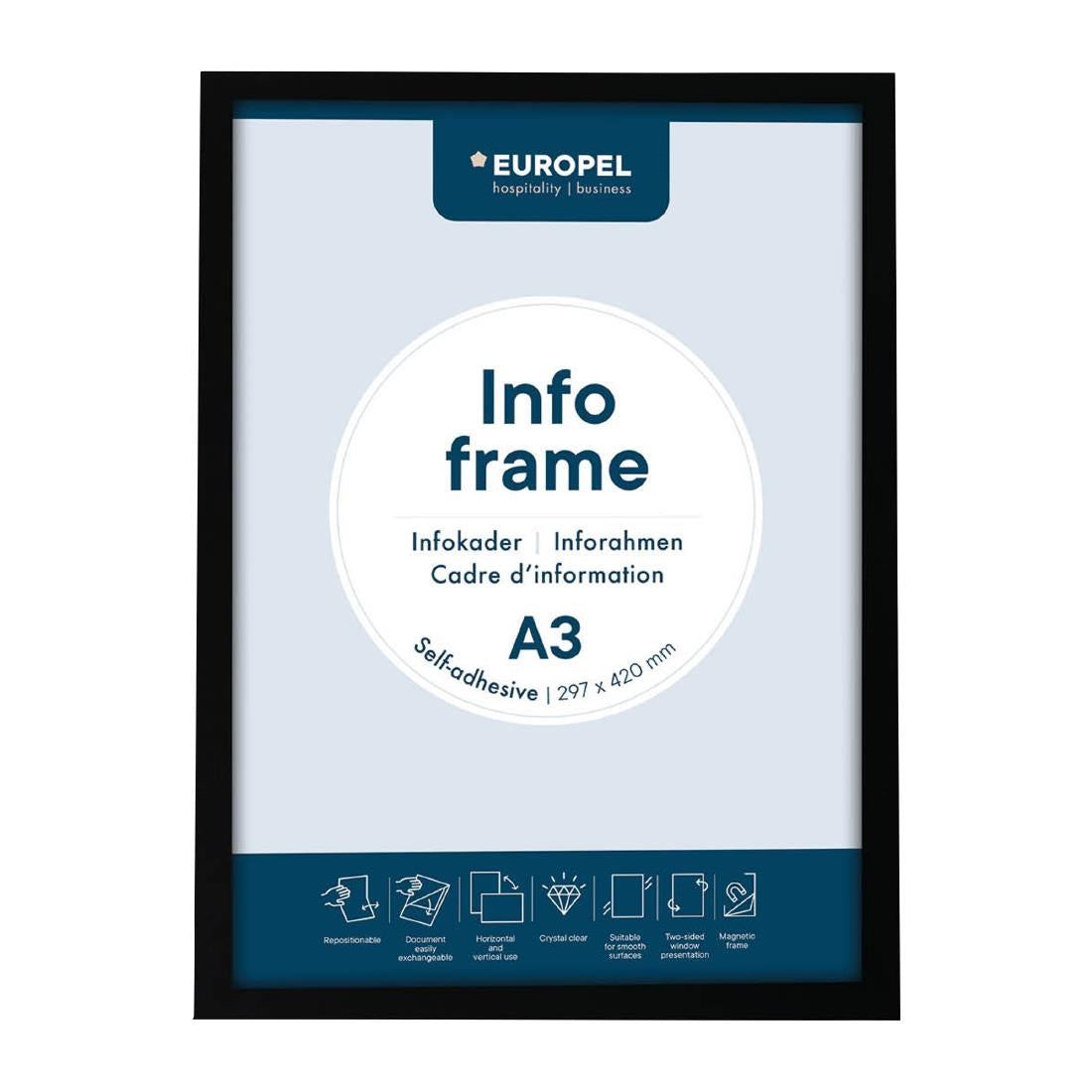 Cadres d'affichage autocollants Europel A3 noirs (lot de 2)