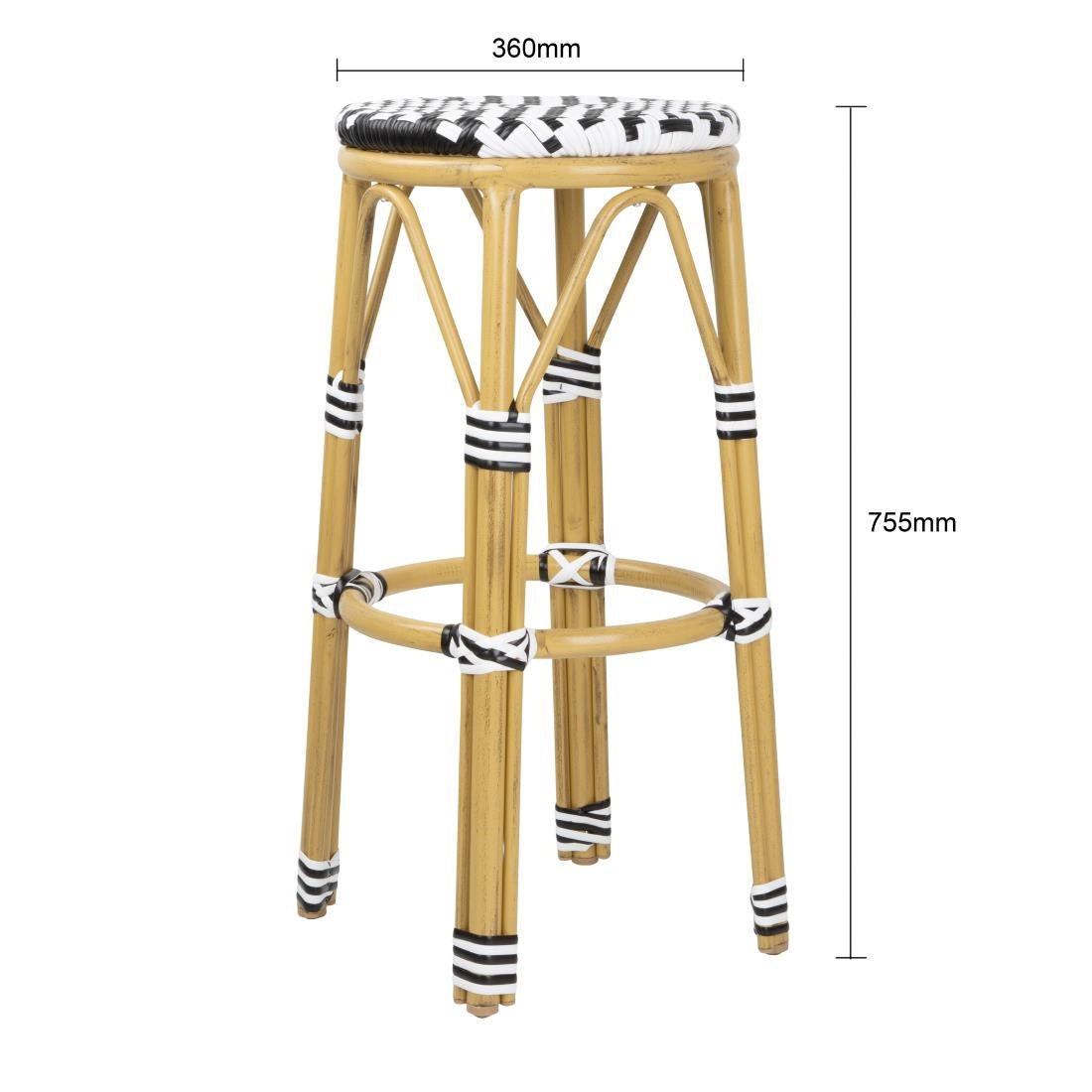 Tabourets de bar en rotin PE style parisien Bolero noirs (lot de 2)