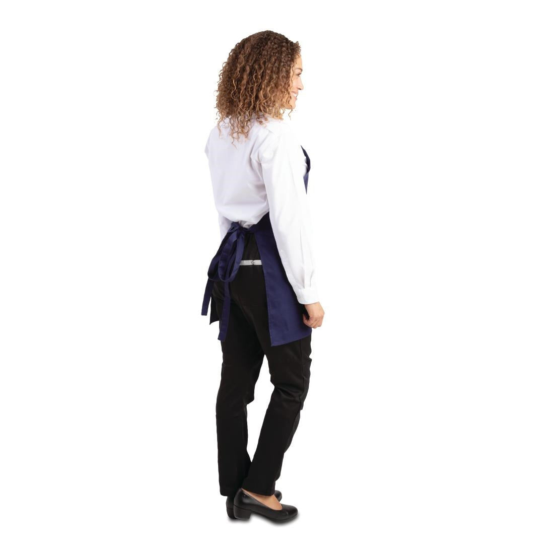 Tablier serveur col en V Whites bleu marine - NISBETS