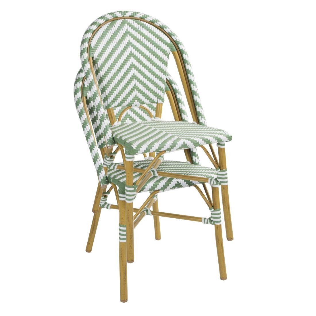 Chaises style parisien en rotin PE Bolero vert clair (lot de 2)