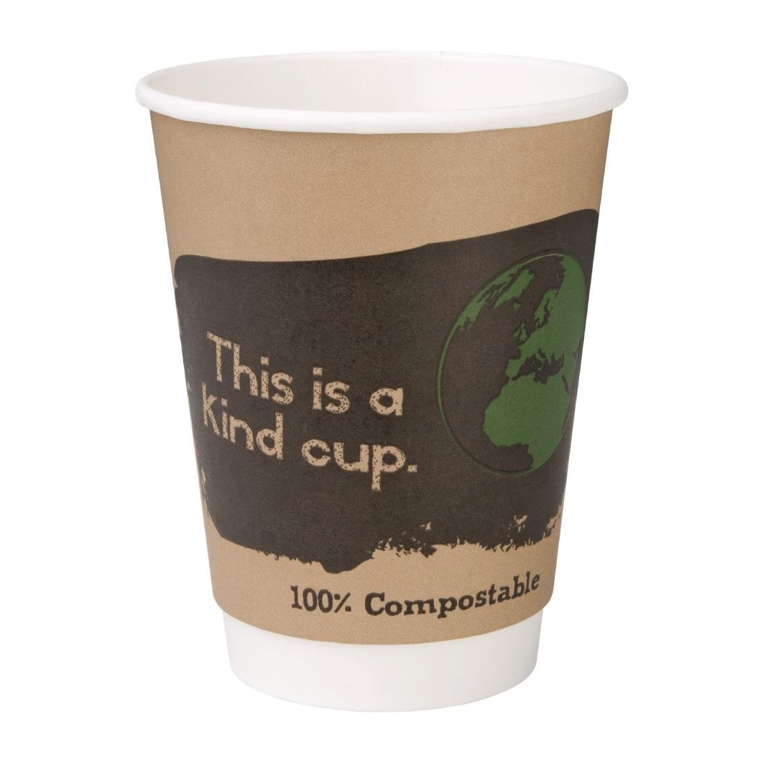 Gobelets boissons chaudes compostables en PLA double paroi Fiesta Compostable 355ml (Lot de 500) - NISBETS