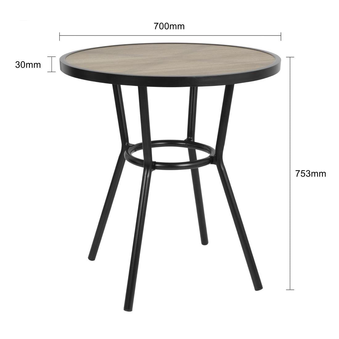 Table ronde d'extérieur Marston Bolero noire 700mm
